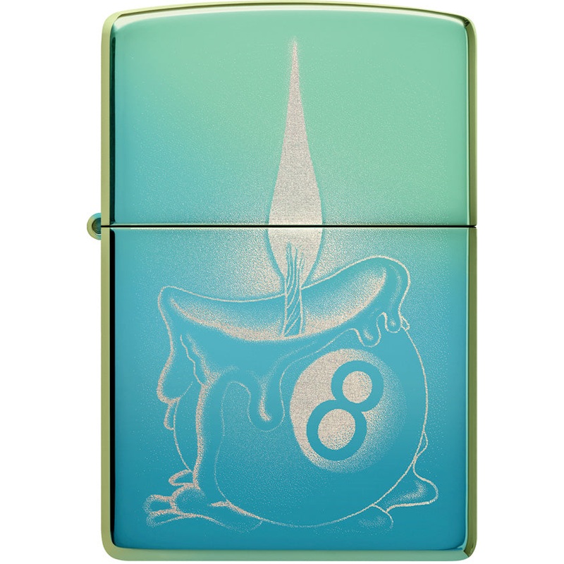 Zippo Eight Ball Tattoo Desgin High Polish Teal Waterproof Lighter 74057