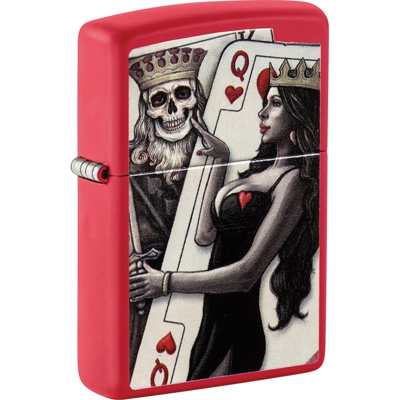Zippo Skull King Queen Design Red/White/Black Matte Water Resistant 53301