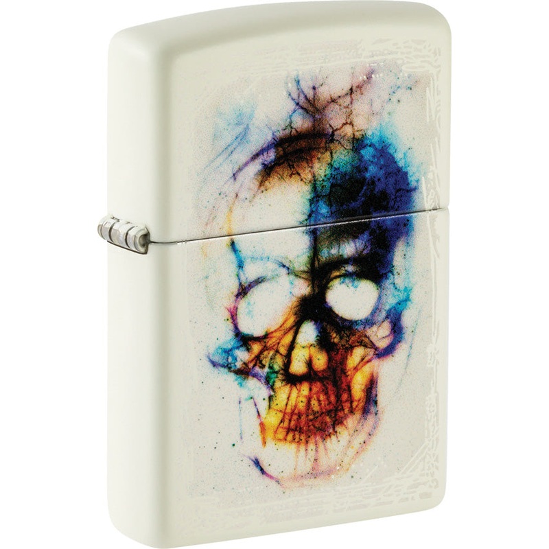 Zippo Skull Print Design Cream Matte Water Resistant Lighter 73765