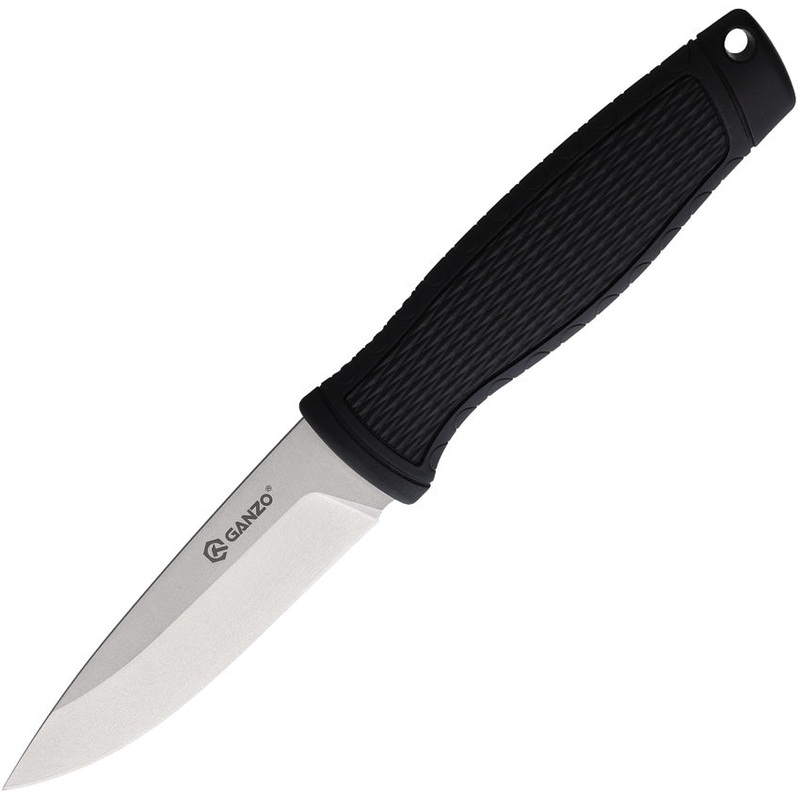 Ganzo Knives Black TPR 8Cr14MoV Stainless Fixed Blade Knife w/ Belt Sheath 806BK
