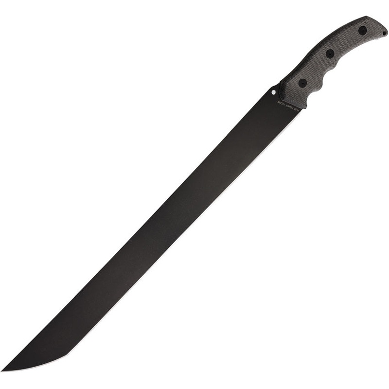 Hoback Knives The Way Machete Black Micarta DLC 14C28N Fixed Blade Knife 034B   - On Sale