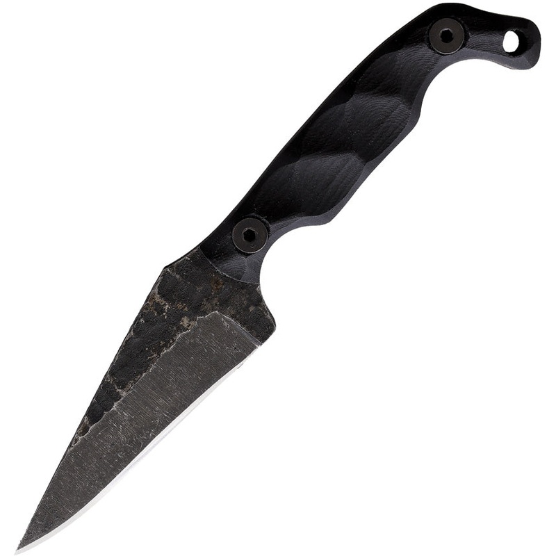 Stroup Knives Black Sculpted G10 Handle 1095HC Fixed Blade Knife MINIBG10S