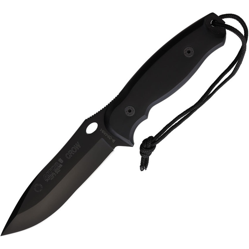 Aitor Crow Black Wood Handle Black Stainless Steel Drop Point Fixed Blade Knife 16129  -On Sale