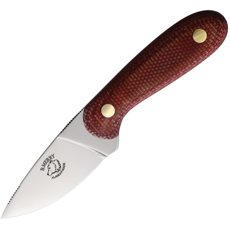B Merry Hunter Red Micarta AUS-8 Stainless Fixed Blade Knife w/ Sheath RH1RM   - On Sale