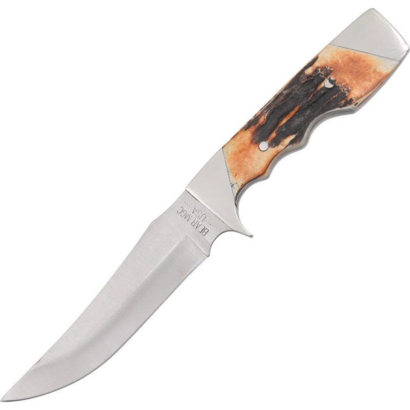 Bear & Son Upswept Skinner Stag Bone Handle Stainless Steel Fixed Blade Knife 577