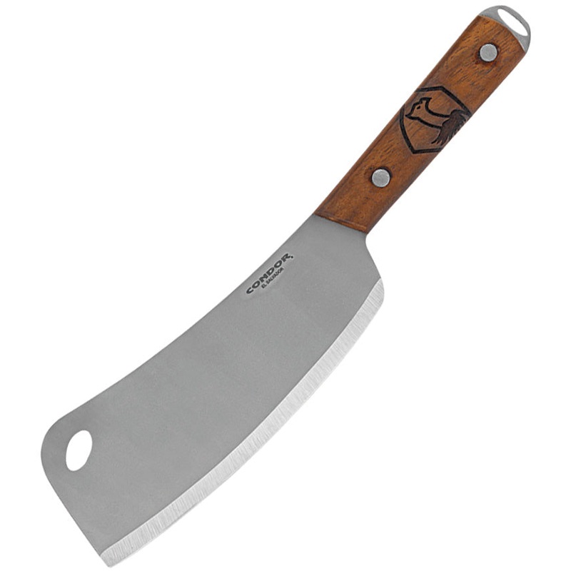 Condor Cleaver Walnut Wood Handle 1075HC Stainless Steel Fixed Blade Knife 500671HC