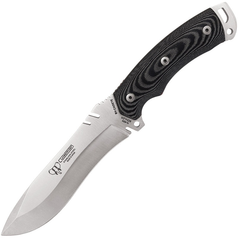 Cudeman Black Canvas Micarta Bohler N695 Fixed Blade Knife w/ Belt Sheath 291M