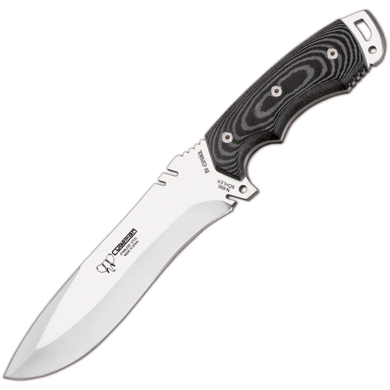 Cudeman Black Canvas Micarta Bohler N695 Fixed Blade Knife w/ Belt Sheath 299B