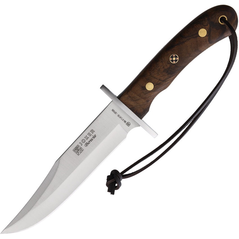 Joker Bowie Walnut Wood 1.4116 Stainless Fixed Blade Knife w/ Belt Sheath CN96