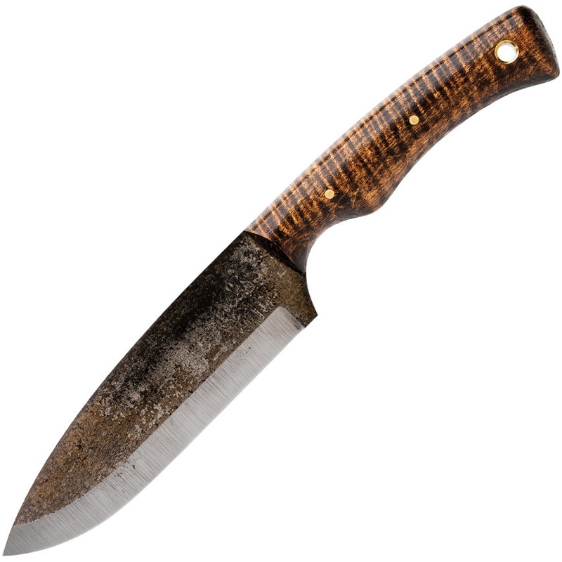 Pathfinder PKS Mountaineer Curly Maple 1095HC Steel Fixed Blade Knife 301CM