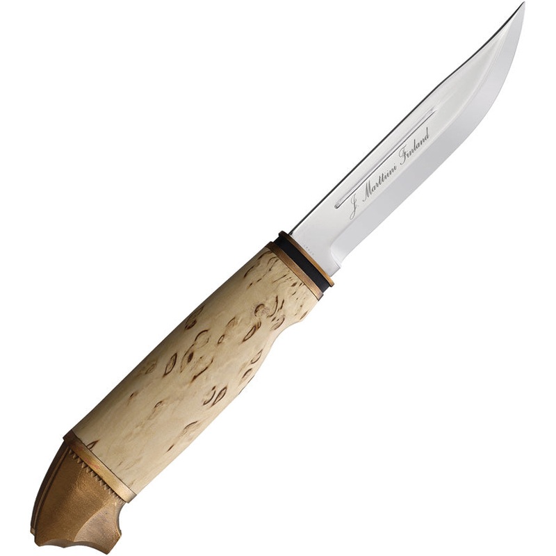 Marttiini Bear Fixed Blade Knife Waxed Curly Birch Stainless Steel Drop Point 549011