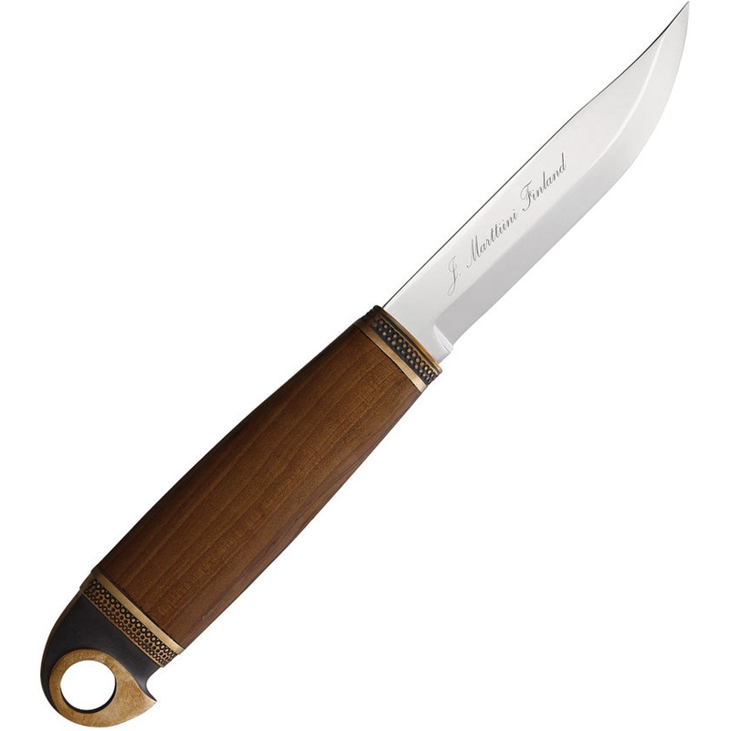Marttiini Eagle Fixed Blade Knife Waxed Curly Birch Stainless Steel Drop Point 555010
