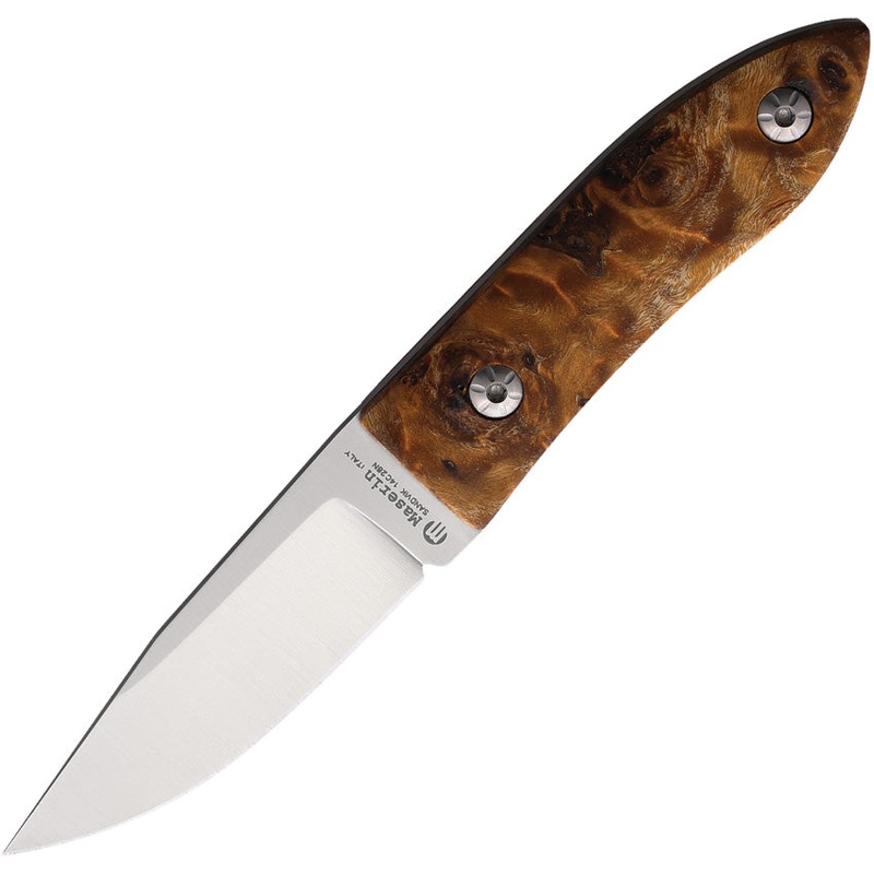 Maserin Brown Fixed Blade Knife Dyed Wooden 14C28N Stainless Steel Clip Point 923RA