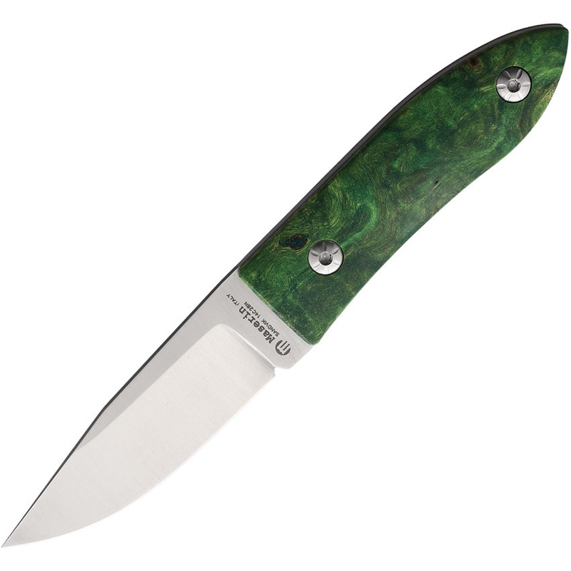 Maserin Green Fixed Blade Knife Dyed Wooden 14C28N Stainless Steel Clip Point 923RV