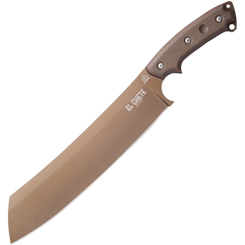 TOPS El Chete Midnight Bronze Green Micarta 1095 Fixed Blade Knife w/ Dangler ELCH04