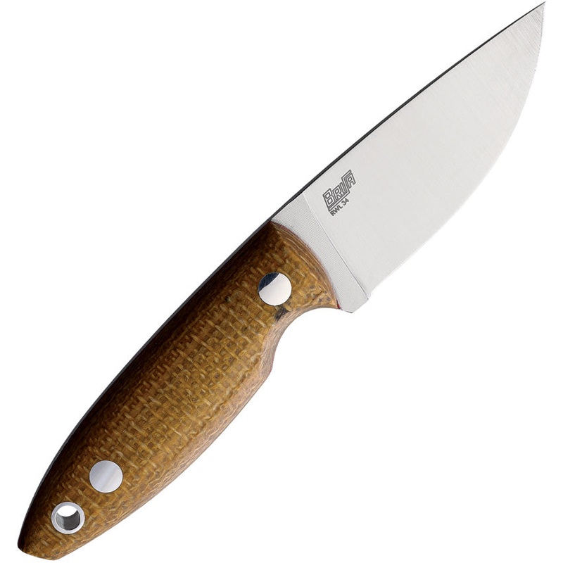 BRISA Scara 60 Fixed Blade Knife Mustard Micarta RWL-34 Steel Clip Point 23305