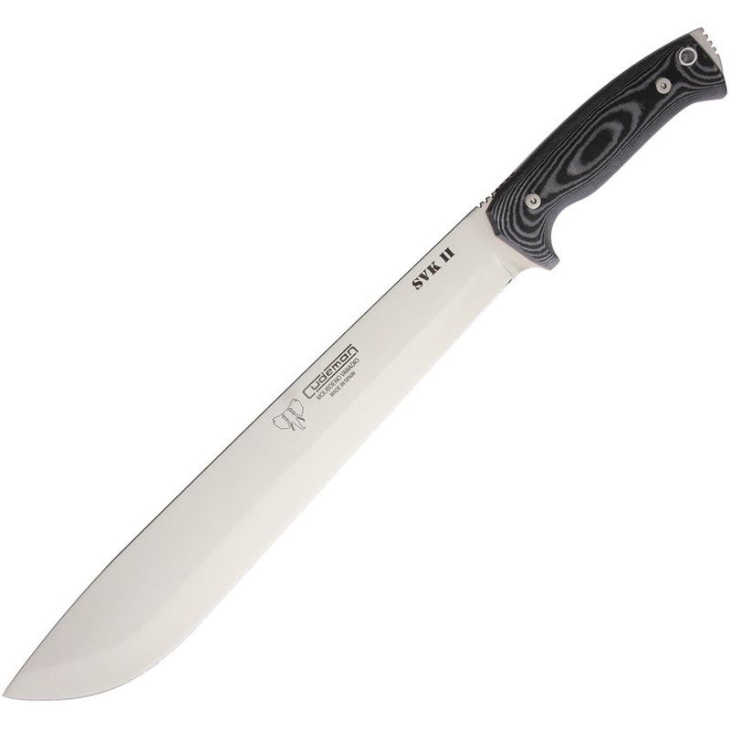 Cudeman SVK II Machete Black Micarta MoVa Fixed Blade Knife w/ Sheath 252M