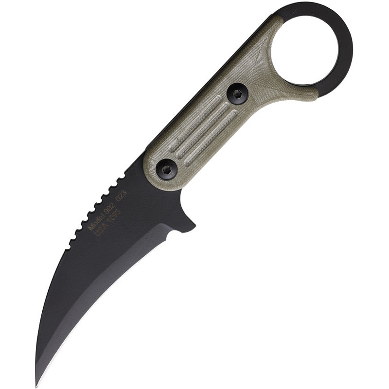 Jason Perry Blade Works Fixed Blade Knife Tactical Karambit OD Green 1095HC Steel 902GODG