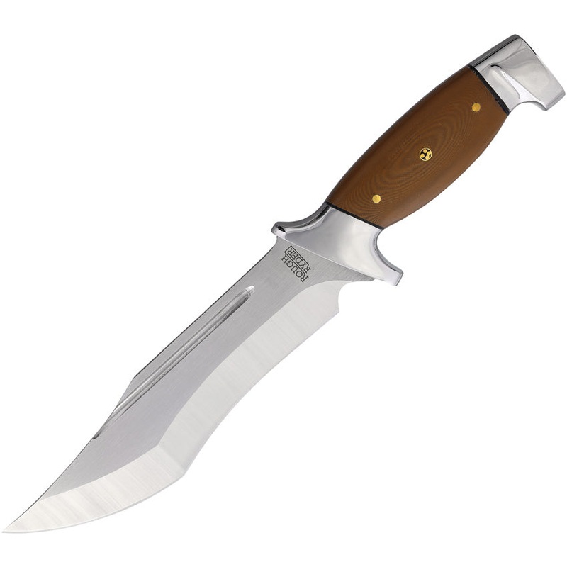 Rough Ryder Bowie Brown G10 Stainless Fixed Blade Knife w/ Belt Sheath 2317- On Sale