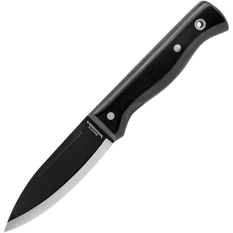 Condor Darklore Black Micarta 1095HC Fixed Blade Knife w/ Belt Sheath 395943HC