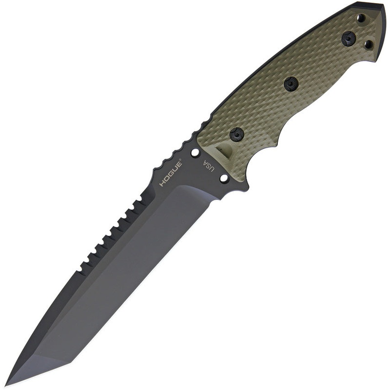 Hogue EX-F01 Dark OD Green G10 A2 Tool Steel Fixed Blade Knife w/ Nylon Sheath 35108
