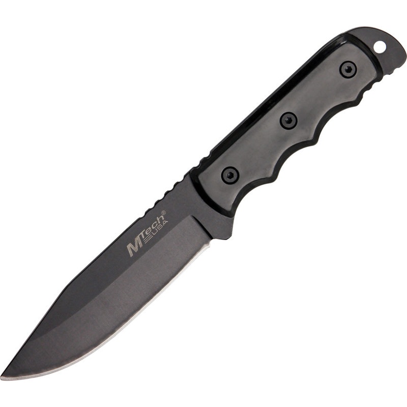 MTech Hunter Black Stainless Drop Pt Fixed Blade Knife w/ Belt Sheath 2035BK