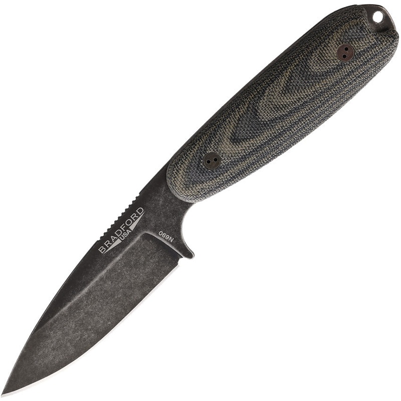Bradford Knives Guardian 3.5 Black Micarta Bohler N690 Fixed Blade Knife w/ Sheath 35S109N