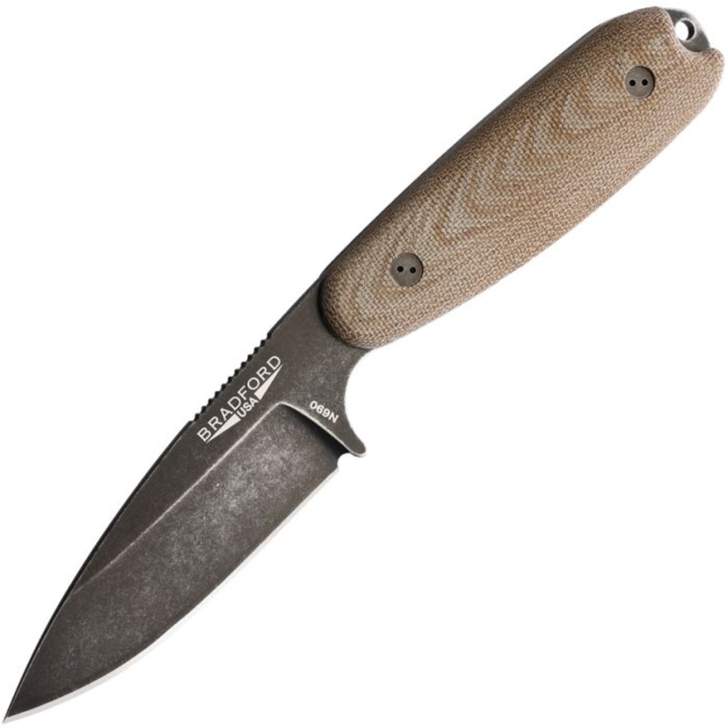 Bradford Knives Guardian 3.5 Tan Micarta Bohler N690 Fixed Blade Knife w/ Sheath 35S104N