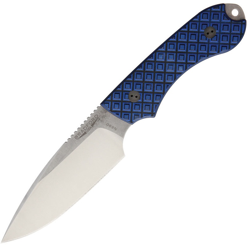 Bradford Knives Guardian 4 Blue & Black G10 Bohler N690 Fixed Blade Knife w/ Sheath 4FE013   - On Sale