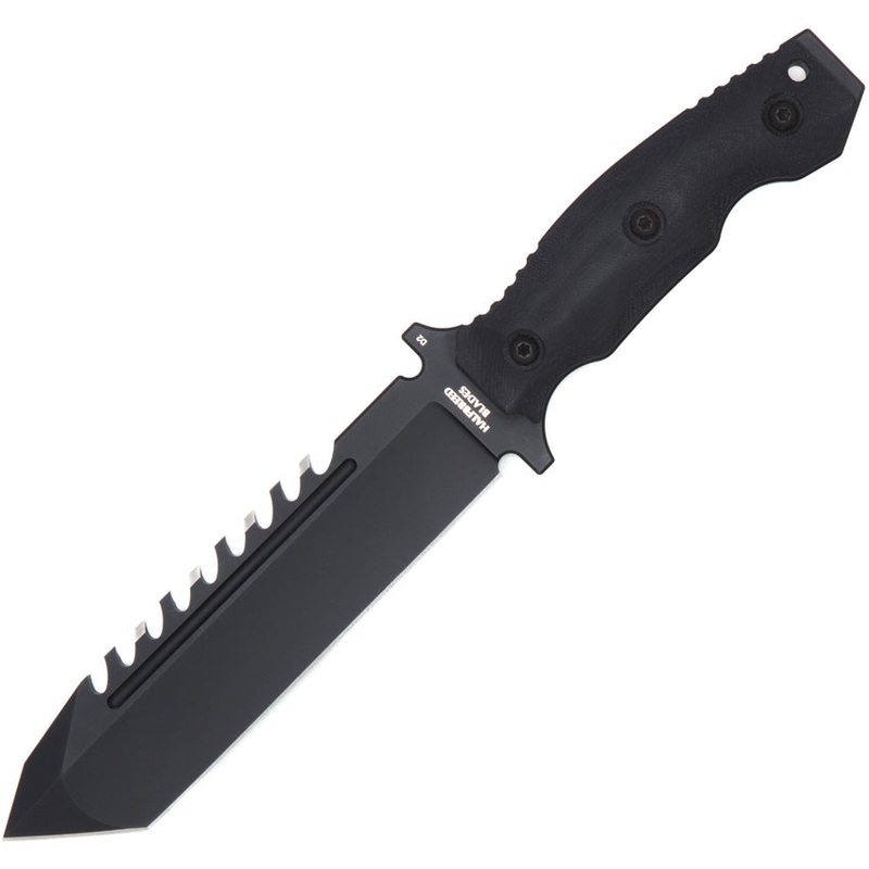 Halfbreed Blades Large Survival Black G10 K110 Tool Steel Fixed Blade Knife w/ Sheath LSK02