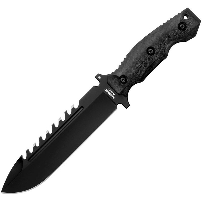 Halfbreed Blades Large Survival Black Smooth G10 K110 Steel Fixed Blade Knife w/ Sheath LSK01