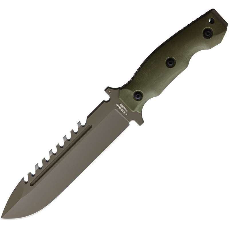 Halfbreed Blades Large Survival Green G10 K110 Steel Fixed Blade Knife w/ Sheath LSK01OD