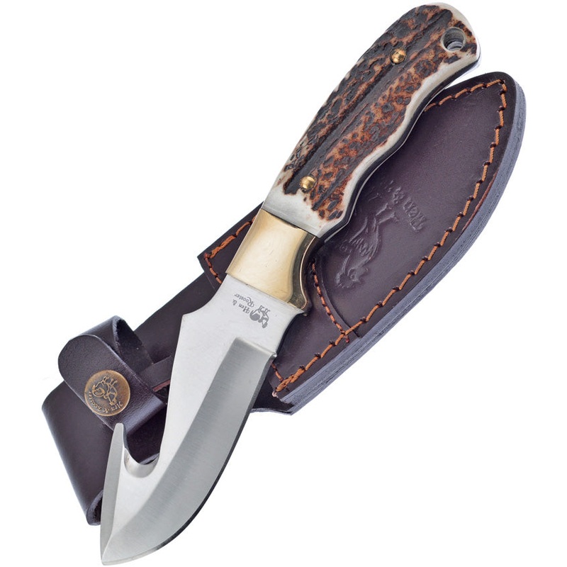 Hen & Rooster Deer Stag 440 Stainless Steel Fixed Blade Knife w/ Belt Sheath 0070