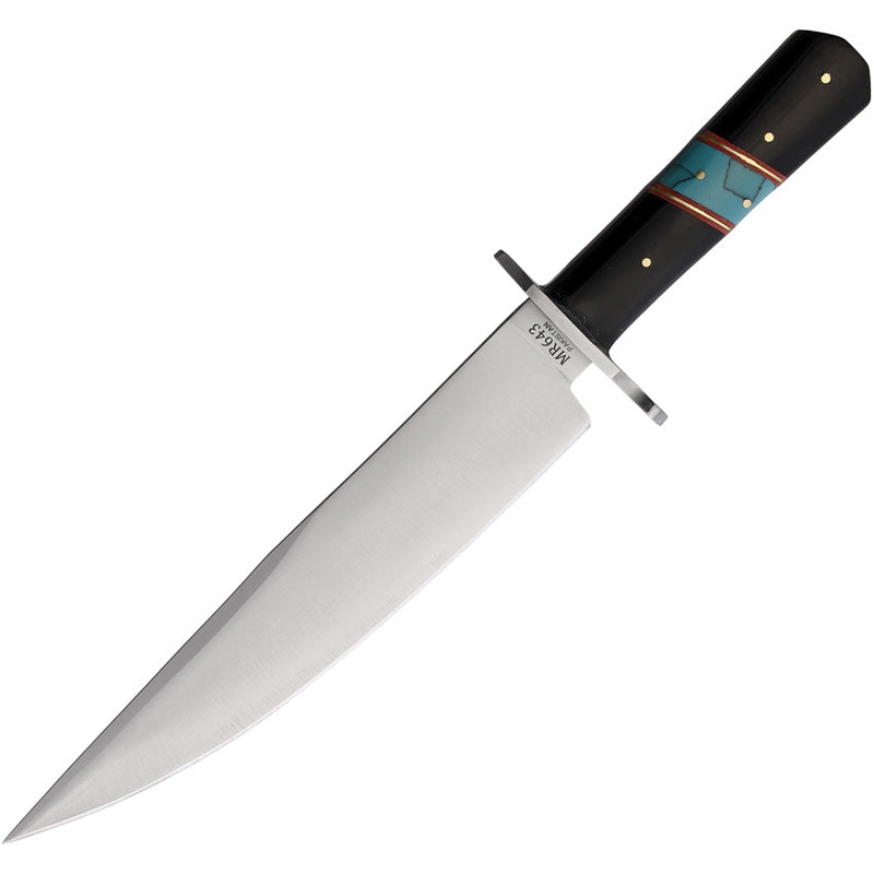 Marbles Bowie Horn & Turquoise Stainless Fixed Blade Knife w/ Belt Sheath 643