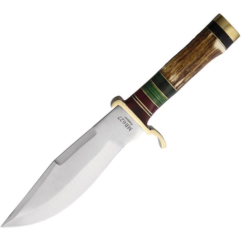 Marbles Hunter Stag Bone Stainless Steel Fixed Blade Knife w/ Belt Sheath 627