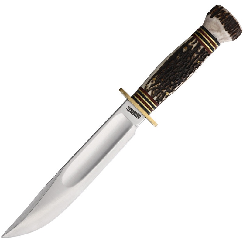 Marbles Ideal Stage Stag Bone Stainless Steel Fixed Blade Knife w/ Belt Sheath 80103