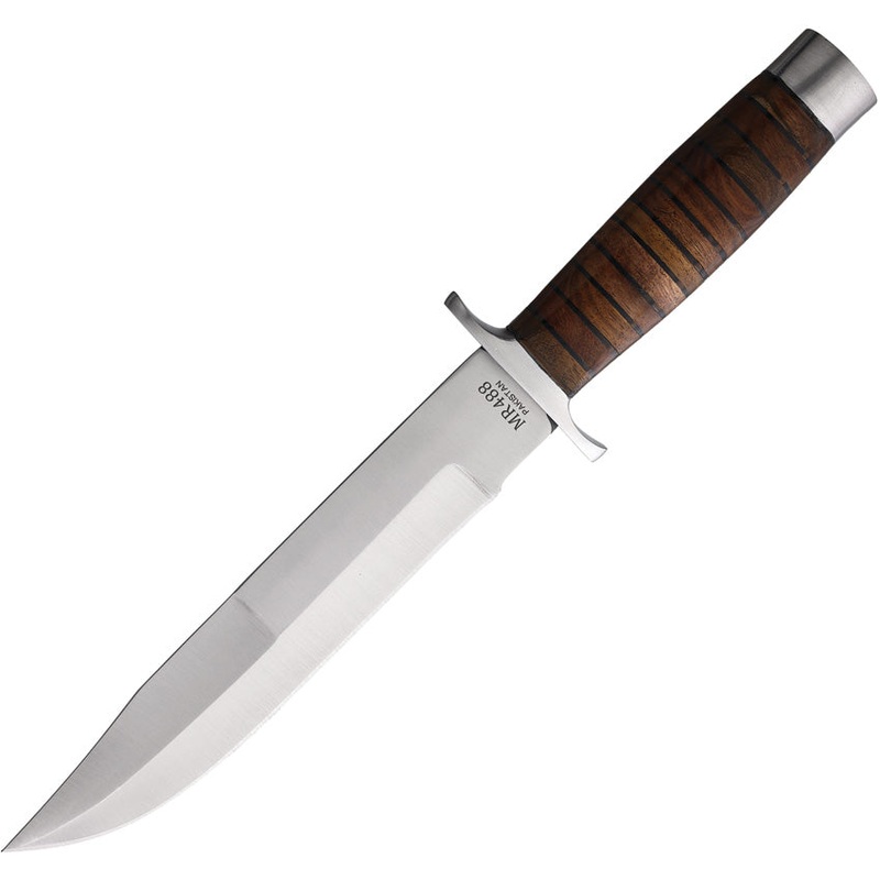 Marbles Stacked Leather Stainless Steel Fixed Blade Knife w/ Belt Sheath 488