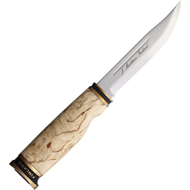 Marttiini Suomi-Finland Curly Wood Birch 4034 Stainless Fixed Blade Knife w/ Belt Sheath 548018