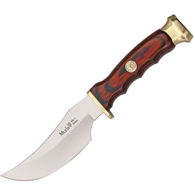 Muela Skinner Red Pakkawood 440A Stainless Steel Fixed Blade Knife w/ Belt Sheath 92049