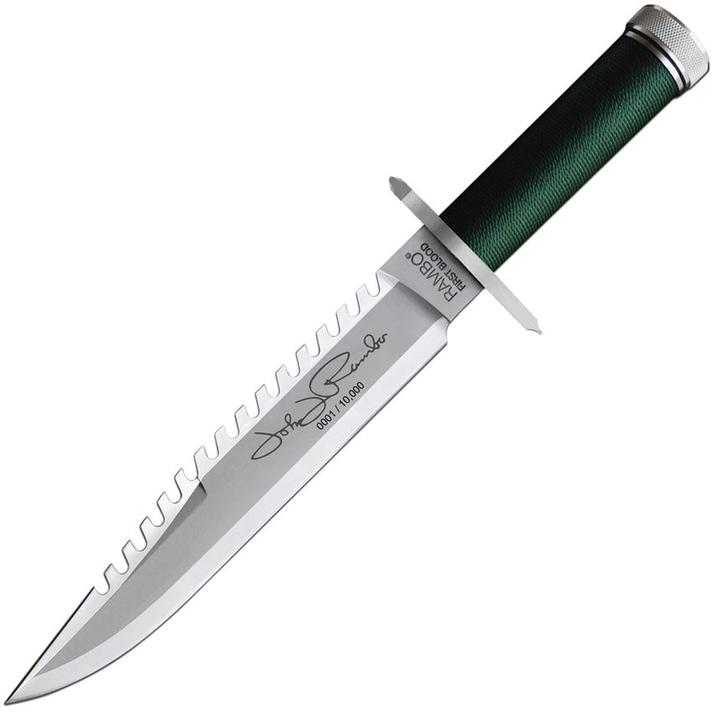 Rambo First Blood John OD Green Cord Wrapped Stainless Fixed Blade Knife w/ Sheath 9423   - On Sale