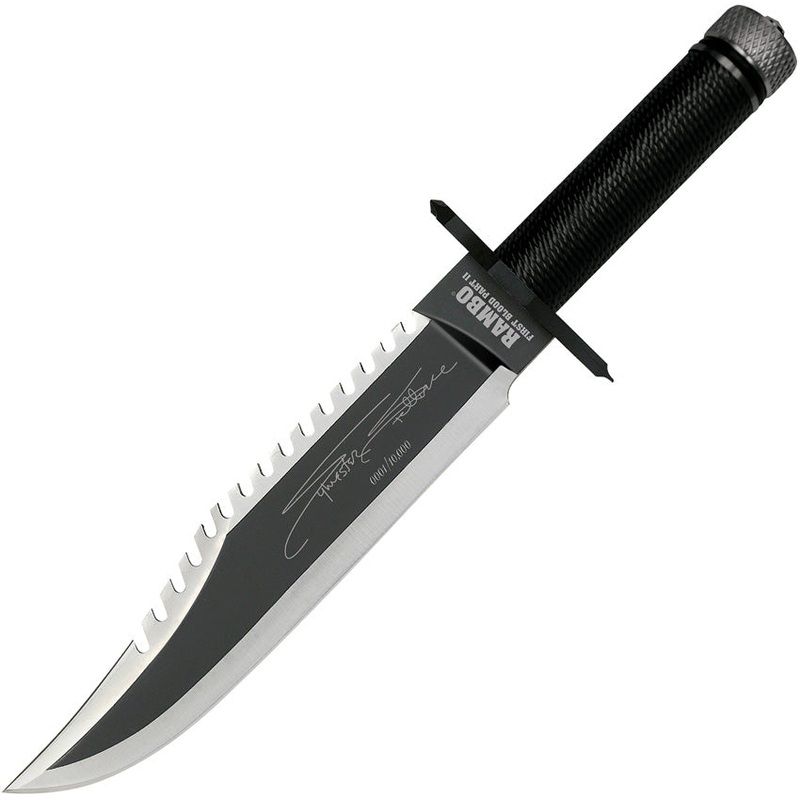 Rambo First Blood Part II Mini Black Cord Wrapped Stainless Fixed Blade Knife w/ Sheath 9432   - On Sale