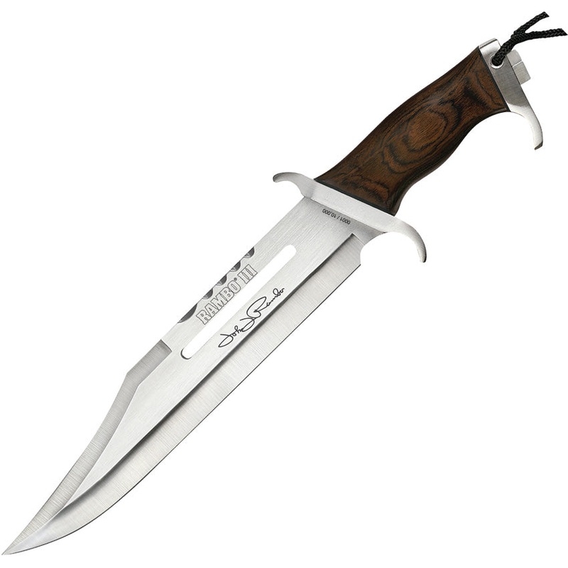 Rambo III John Rambo Signature Hardwood Stainless Steel Fixed Blade Knife w/ Sheath 9425   - On Sale