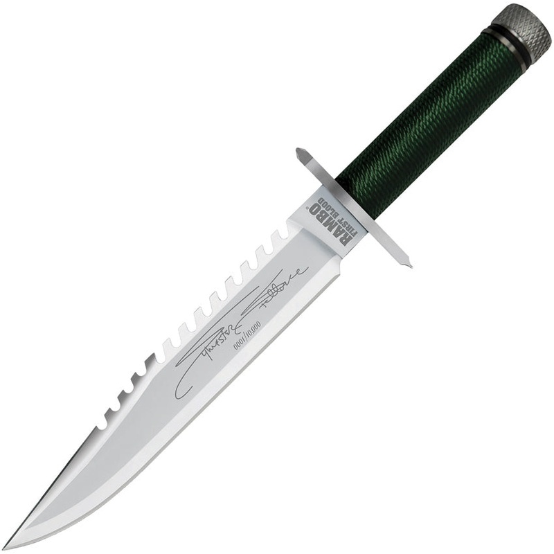 Rambo Mini First Blood Bowie OD Green Cord Stainless Fixed Blade Knife w/ Sheath 9431   - On Sale