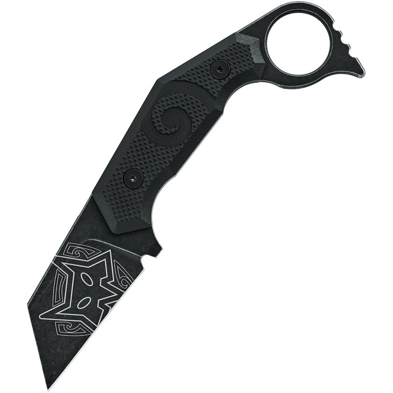 Fox Toa Black Sculpted G10 Bohler N690 Stainless Steel Fixed Blade Knife w/ Belt Sheath 652