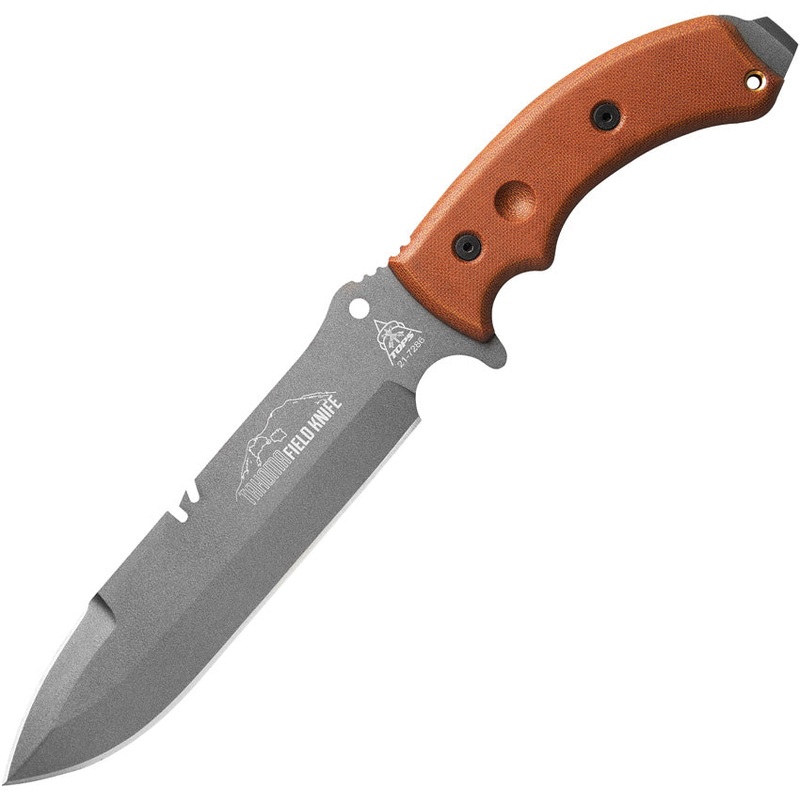 TOPS Tahoma Field Tan Canvas Micarta 1095 Double Edge Fixed Blade Knife TAHO03