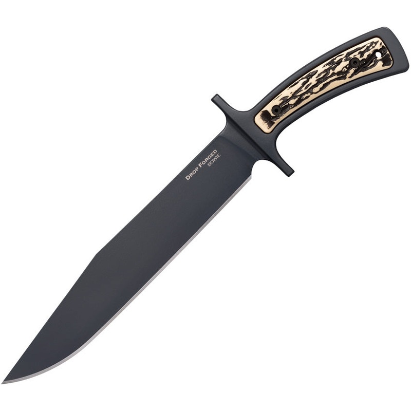 Cold Steel Drop Forged Bowie Faux Stag Fixed Blade Knife w/ Belt Sheath 36MKXX