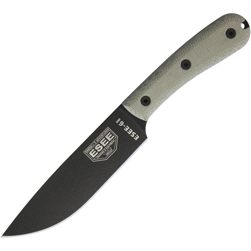 ESEE Model 6 Traditional Green Micarta 1095HC Stainless Steel Fixed Blade Knife w/ Sheath 6HMK