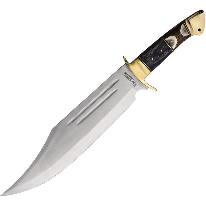Rough Ryder Bowie Stag Bone & Wood Stainless Fixed Blade Knife w/ Sheath 2272