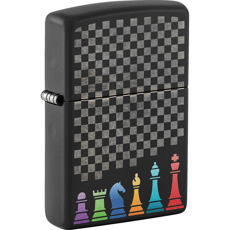 Zippo Chess Pieces Design Black Matte Windproof Lighter 74416