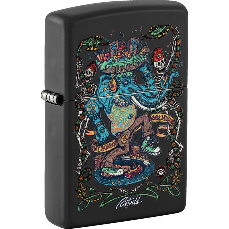 Zippo Rick Rietveld Design Black Matte Ultraviolet Pocket Lighter 74526